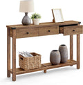 VASAGLE LIRY Collection - Console Table with 3 Drawers and Open Storage Shelf, Narrow Entryway Sofa Table for Living Room, Farmhouse Style, Metal Corners, Honey Brown ULNT142KB02S
