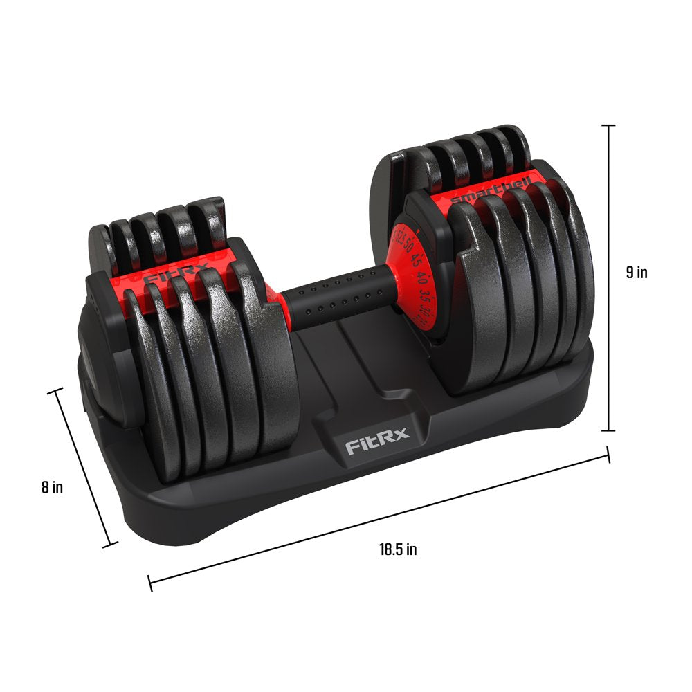 FitRx Smart Bell, Quick Select Adjustable Dumbbell, 5-52.5 Lbs