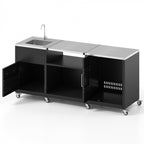 Outdoor Grill Table with Sink and Drainage Heavy Duty Metal Grill Cart