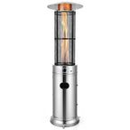 41000 BTU Standing Propane Patio Heater with Wheels, Stainless Steel Round Glass Tube Gas Outdoor Heater