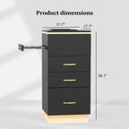 OmySalon Salon Storage Station, Barber Stations Beauty Salon Spa Equipment with 3 Drawers, a Storage Basin, 3 Hair Dryer Holders for Hair Styling, White Gold