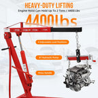 JoanKaren Hydraulic Engine Hoist,4400lbs Max Weight,Folding Engine Lift Shop Crane with Lever and 6 Steel Caster Wheels,Yellow
