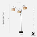 Adesso Arc Floor Lamp with 3 Movable Shades & Dimmable Brightness - Perfect Lighting for Bedroom, Living Room and Corner Decor, Antique Bronze