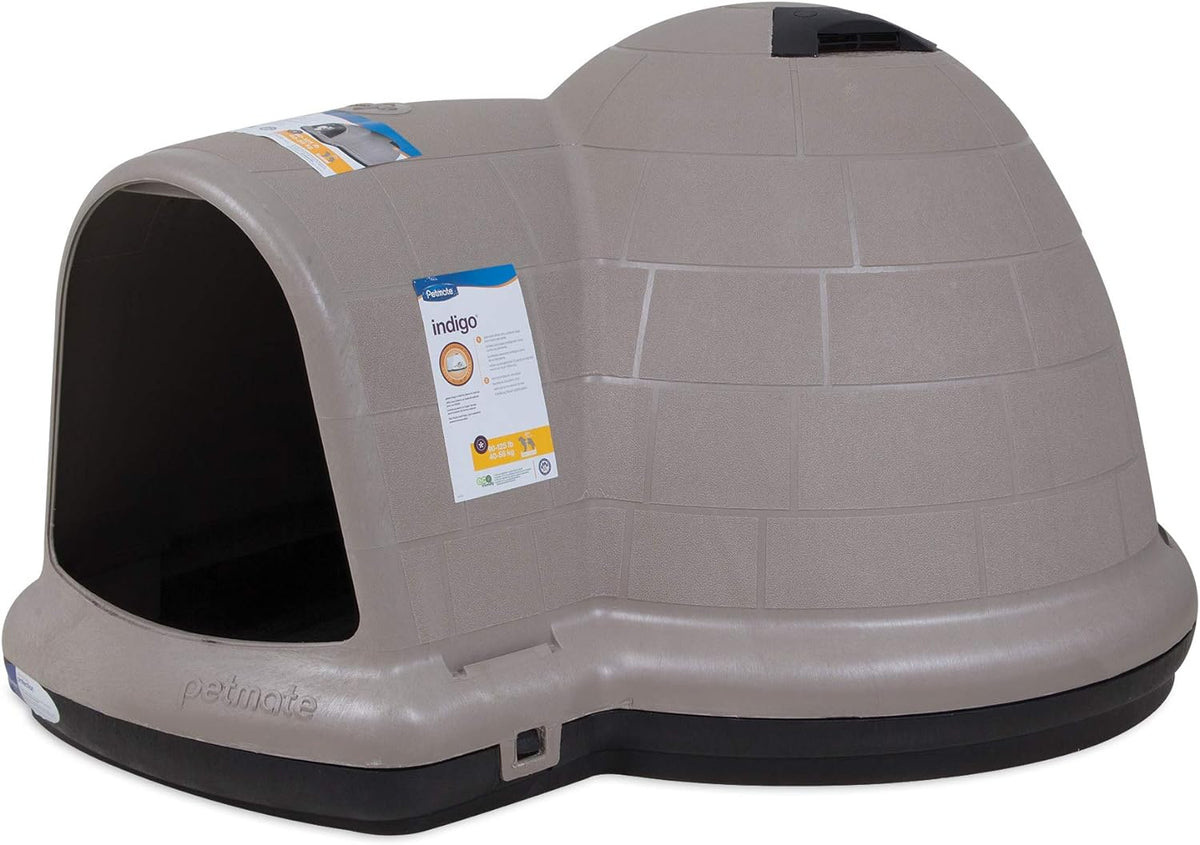 Petmate Indigo Dog House (Igloo Dog House, Made in USA with 90% Recycled Materials, All-Weather Protection Pet Shelter) for XL Dogs -90 to 125 pounds, Made in USA