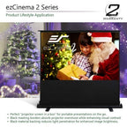 Elite Screens ezCinema 2, Manual Floor Pull Up with Scissor Backed Projector Screen, 70-inch 16:9, Portable Home Theater Office Classroom Projection Screen with Carrying Bag, F70XWH2