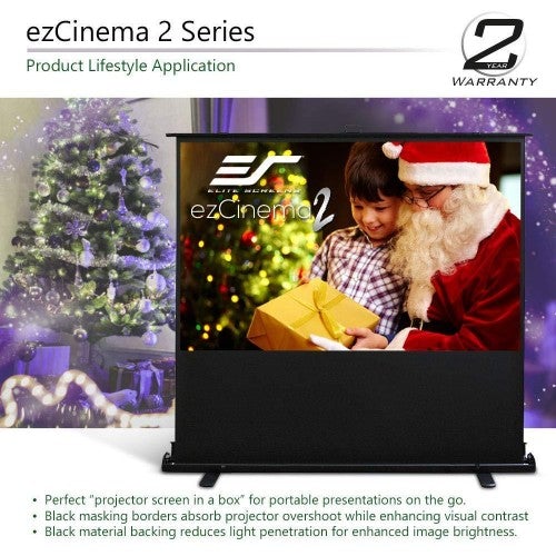 Elite Screens ezCinema 2, Manual Floor Pull Up with Scissor Backed Projector Screen, 70-inch 16:9, Portable Home Theater Office Classroom Projection Screen with Carrying Bag, F70XWH2