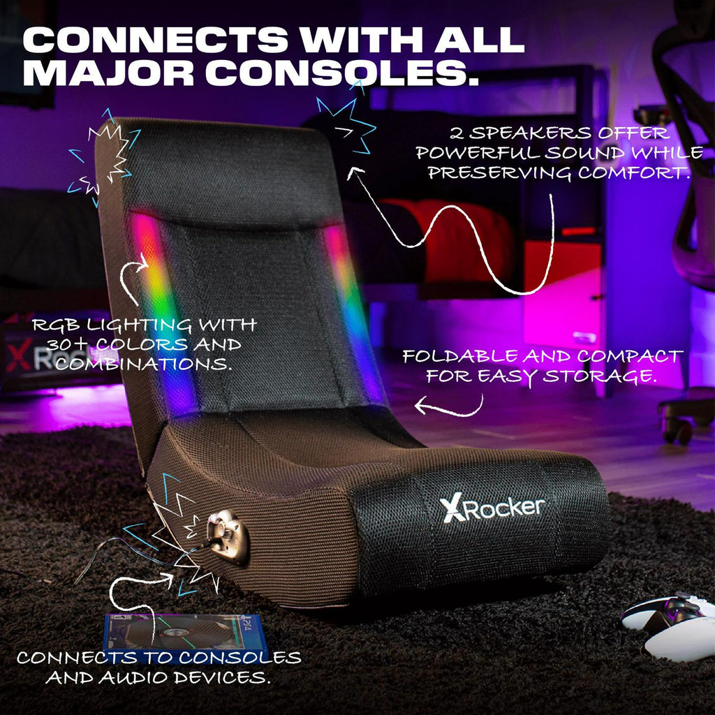 X Rocker Solo RGB Mesh 2.0 Audio Floor Rocker, 30.1 x 15.4 x 24.2 , Rocking Video Game Chair