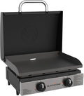 Blackstone 1813 Original 22” Tabletop Griddle with Hood and Stainless Steel Front Plate  Powder Coated Steel  Black