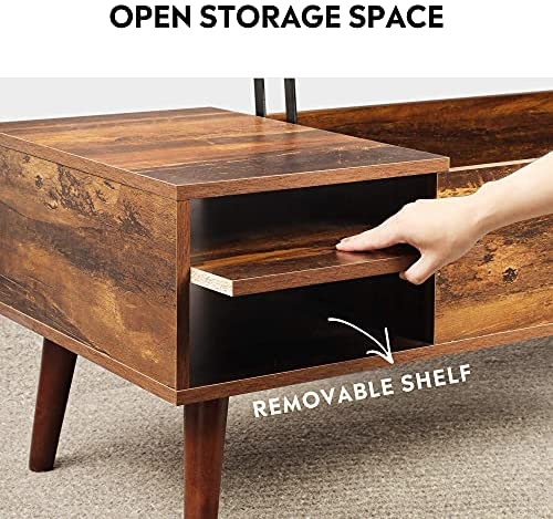 WLIVE Wood Lift Top Coffee Table with Hidden Compartment and Adjustable Storage Shelf