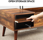 WLIVE Wood Lift Top Coffee Table with Hidden Compartment and Adjustable Storage Shelf