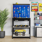 32" x 16" Workbench with Pegboard, 495 LBS Work Table with Drawer, Open Shelves, Heavy Duty Work Bench Workstation for Garage Workshop Warehouse