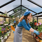 6 x 8 ft Greenhouse  Greenhouses for Outside  Polycarbonate Greenhouse with Aluminum Frame  Lockable Door and Ajustable Roof Vent for Backyard  Green Houses for Outside Garden Backyard  Patio