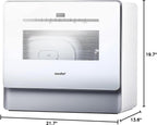 COMFEE' Portable Dishwasher Countertop with 5L Built-in Water Tank, No Hookup Needed, 6 Programs, 360° Dual Spray, 192�?High-Temp& Air-Dry Function, Mini Dishwasher for RVs, White