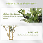 Olive Trees Artificial Indoor 7ft – Faux Olive Tree 7 Feet with Natural Looking Trunk, Realistic Leaves and Lifelike Fruits, Fake Olive Tree for Home Office Living Room Decor