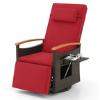 Outdoor Rattan 360�� Swivel Recliner Chair, Patio Wicker Chaise Lounge Chair with Adjustable Backrest & Footrest, Flip Side Table & Cushions