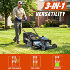 SENIX 201cc 22" 3-in-1 Gas Lawn Mower  Variable Speed Rear Wheel Self-Propelled Mower  Mulching  Bagging  Discharging  Foldable  6 Cutting Height Adjustable  for Garden Yard