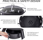 NATURAL EXPRESSIONS 32 Inch Large Fire Pit with 2 Grills, Outdoor Wood Burning Fire Pit with Cooking Grate, Lid, Poker and Round Waterproof Cover for Patio, Ourside, Bonfires, Picnic, Party.