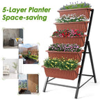 4Ft Planter Box 5-Tiers Vertical Raised Garden Bed with Drain for Patio Vegetables, Flowers Herb, 26  x 22.75  x 44.75