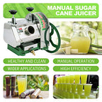 TRY YEAN Manual Sugarcane Juice Machine, Professional Stainless Steel Sugar Cane Juicer, 110LBS Output per Hour with 2 Inch Large Inlet Extractor, Handwheel Sugar Canes Squeezer for Commercial Home: Home &amp; Kitchen