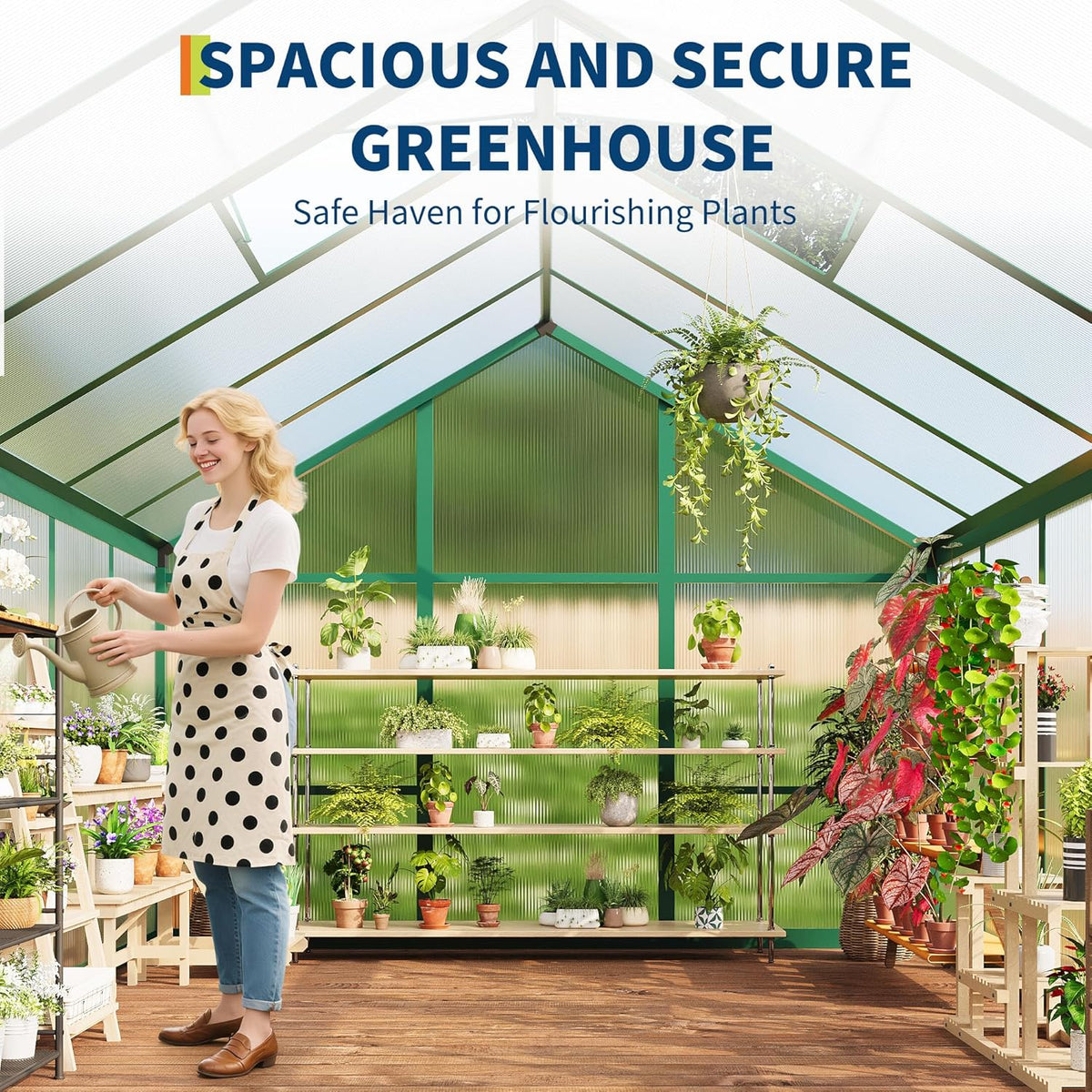 6 x 10 ft Greenhouse  Greenhouses for Outside  Polycarbonate Greenhouse with Aluminum Frame  Lockable Door and Ajustable Roof Vent for Backyard  Green Houses for Outside Garden Backyard  Patio
