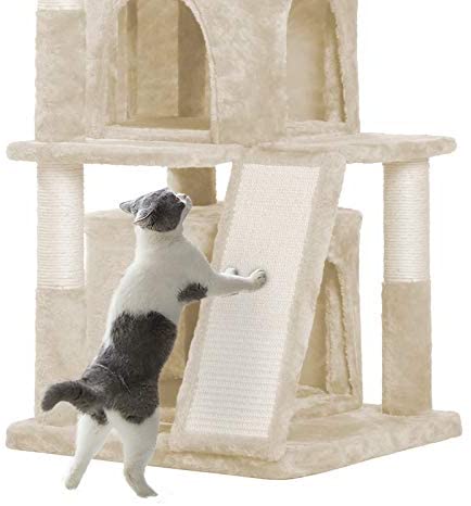 Hey-brother 41.34 inches Cat Tree with Scratching Board, 2 Luxury Condos, Cat Tower