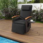 Outdoor Rattan 360�� Swivel Recliner Chair, Patio Wicker Chaise Lounge Chair with Adjustable Backrest & Footrest, Flip Side Table & Cushions