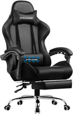 GTPLAYER Gaming Chair, Computer Chair with Footrest and Lumbar Support, Height Adjustable Game Chair with 360  -Swivel Seat and Headrest and for Office or Gaming (White)