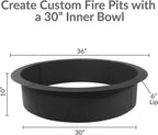 Sunnydaze Outdoor Fire Pit Ring - Heavy-Duty Round Steel Fire Ring Insert - DIY Above or In-Ground - 36-Inch Outer/30-Inch Inner Diameter