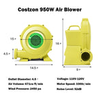 950 W 1.25 HP Air Blower for Inflatable Bounce House Bouncy Castle, Portable Pump Fan Commercial Inflatable Bouncer Blower