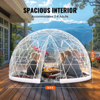 KFFKFF Outdoor Dome Shelter, 9.5 FT Clear PVC Garden Tent, Waterproof Geodesic Dome Tent with Window for Patio, Backyard Dining, and Parties