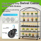 Abimars 5-Tier Greenhouse with Grow Light  Shelf Height Adjustable Metal Plant Shelf with PVC Cover and Wheels  Includes 5-Pack 2900K Full Spectrum Plant Lights  21x49x80inch