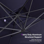 PURPLE LEAF 10' X 13' Cantilever Outdoor Umbrellas Large Patio Umbrella Hanging Double Top Rectangle Offset Umbrella with 360°Rotation Tilting Umbrella Outdoor Patio Navy Blue