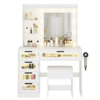 Dressing Table Stool Set with Glass Drawer