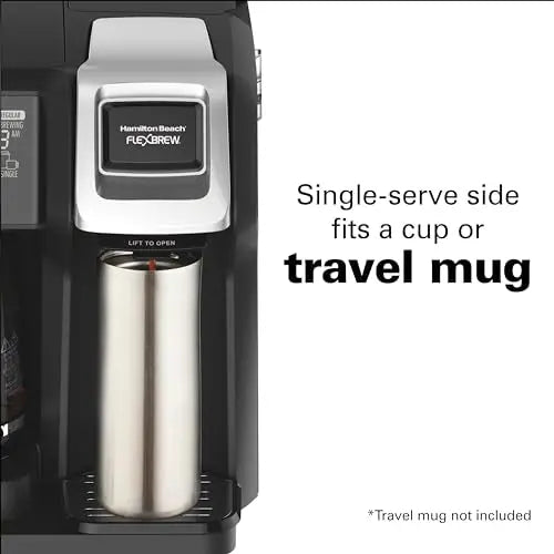 Hamilton Beach FlexBrew Trio 2-Way Coffee Maker, Compatible with K-Cup Pods or Grounds, Combo, Single Serve & Full 12c Pot, Black - Fast Brewing (49902)