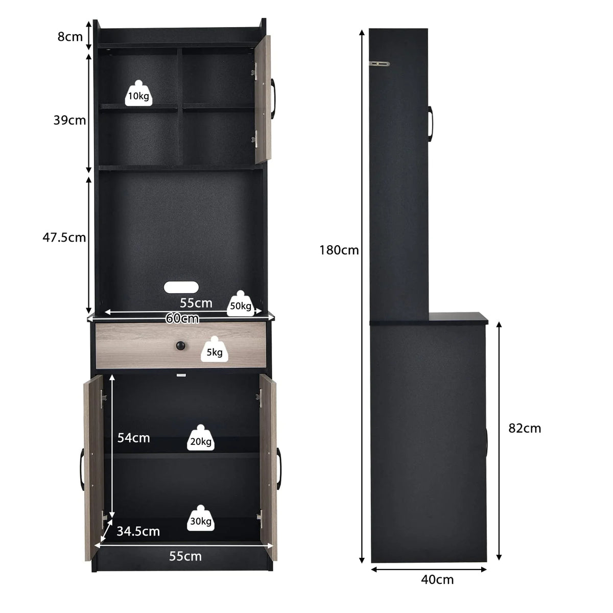 Giantex Kitchen Buffet Storage Cabinet, 3-Door Wood Tallboy with Drawer Spacious Countertop