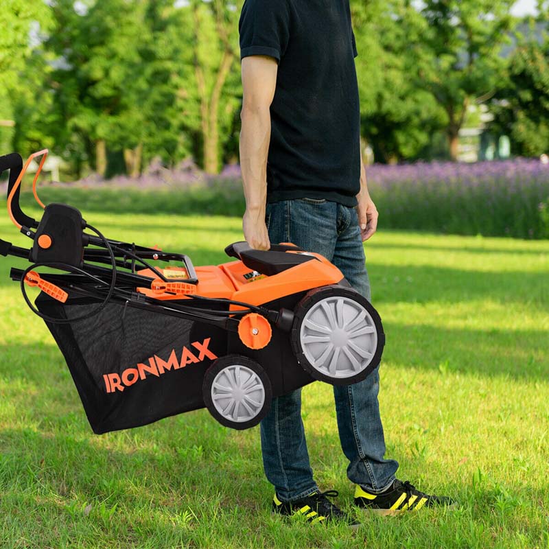 2-in-1 Electric Lawn Dethatcher & Scarifier with Folding Handle, 13 Amp 15" Corded Grass Dethatcher with 50L Collection Bag