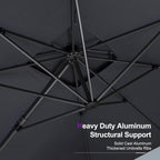 PURPLE LEAF 9' X 12' Cantilever Outdoor Umbrellas Large Patio Umbrella Hanging Double Top Rectangle Offset Umbrella with 360°Rotation Tilting Umbrella Outdoor Patio  Grey