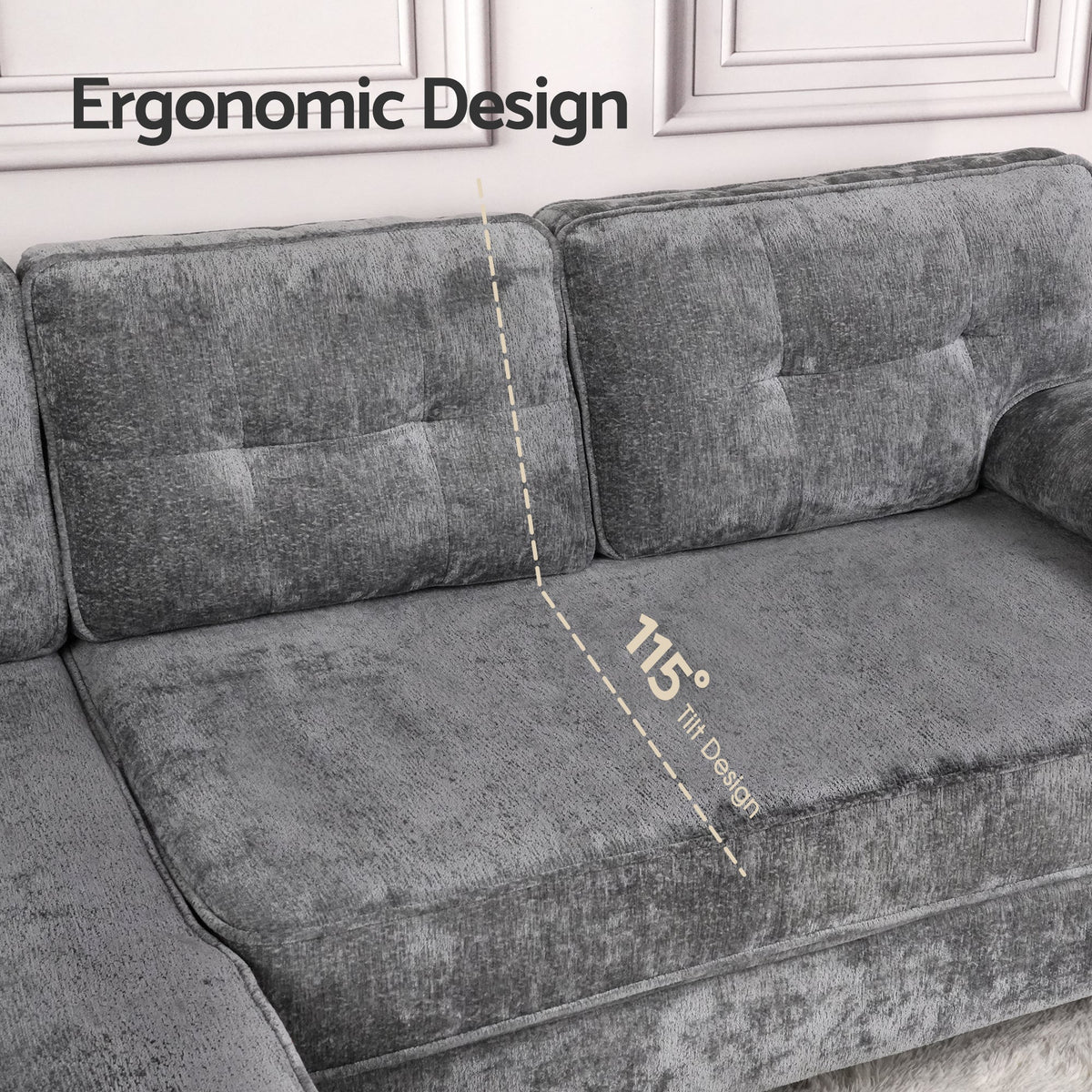 Sofa 3 Seaters Sofa L Shape Grey