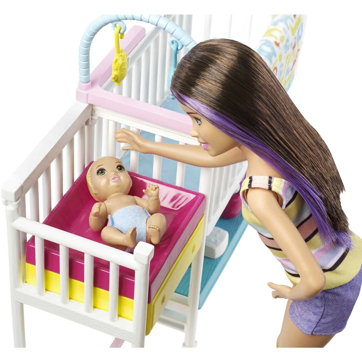 Barbie Skipper Babysitters Inc Nap n Nurture Nursery Playset with Brunette Doll, Baby & Accessories