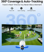 REOLINK First 4K Solar Security Cameras Wireless Outdoor, Argus PT Ultra+Solar Panel, 360° Pan Tilt Auto-Tracking, 8MP Color Night Vision, 2.4/5 GHz Wi-Fi 6, No Subscriptions, Home Hub Compatible