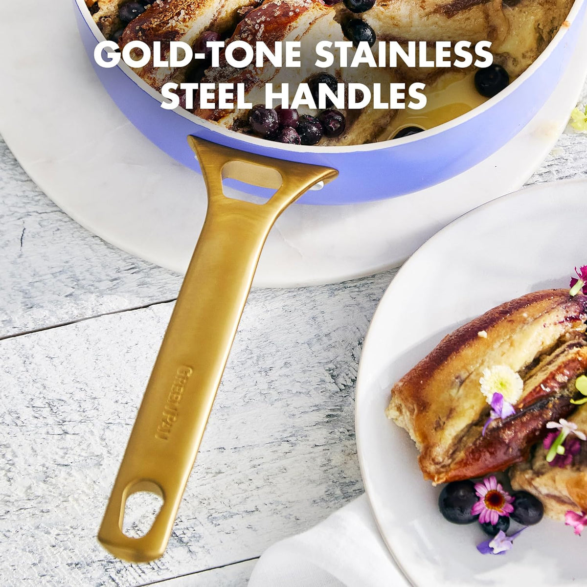 Reserve Hard Anodized Healthy Ceramic Nonstick 10 Piece Cookware Pots and Pans Set, Gold Handle, PFAS-Free, Dishwasher Safe, Oven Safe, Black