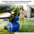 1200W 1.6HP Shallow Well Pump with Pressure Tank, 1000GPH Booster Water Pump Garden Farm Irrigation Jet Pump