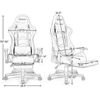 LED Massage Gaming Chair, Height Adjustable Racing Computer Office Chair with Footrest, Ergonomic High Back PU Swivel Game Chair
