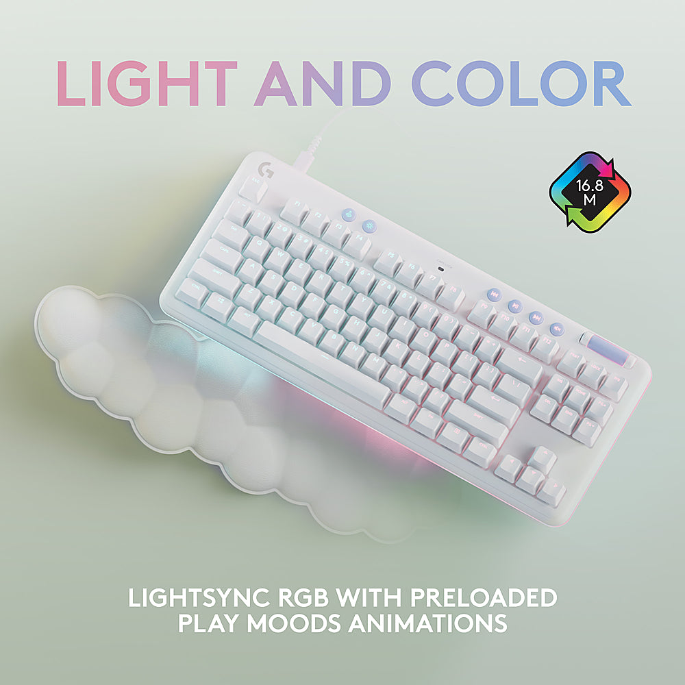 Logitech - G713 Aurora Collection TKL Wired Mechanical Linear Switch Gaming Keyboard for PC/Mac with Palm Rest Included - White Mist