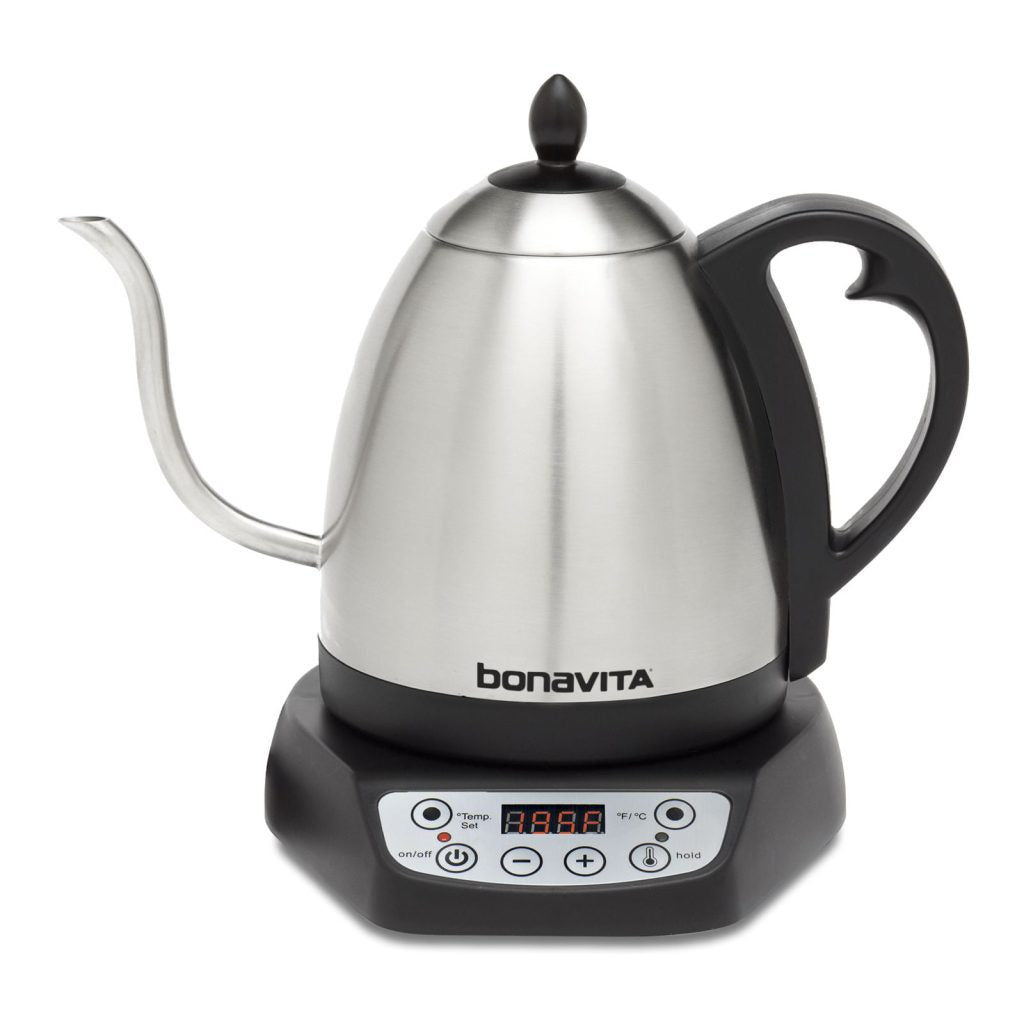 Bonavita 1.0L Variable Temperature Gooseneck Electric Kettle, Silver, 1000W, Precise Pour Control