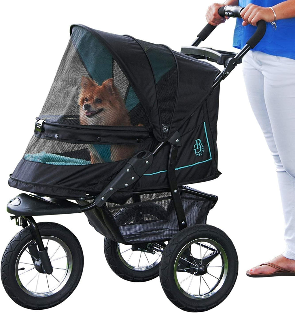 No-Zip NV Pet Stroller for Cats/Dogs, Zipperless Entry, Easy One-Hand Fold, Gel-Filled Tires, Plush Pad + Weather Cover Included, 3 colors