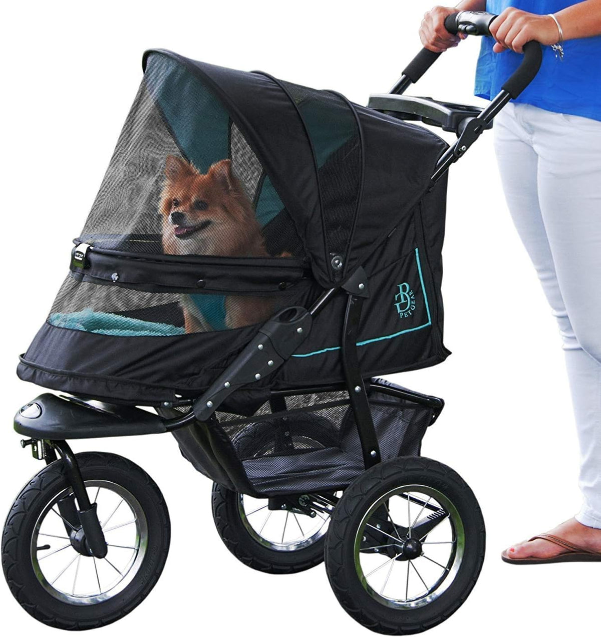 No-Zip NV Pet Stroller for Cats/Dogs, Zipperless Entry, Easy One-Hand Fold, Gel-Filled Tires, Plush Pad + Weather Cover Included, 3 colors