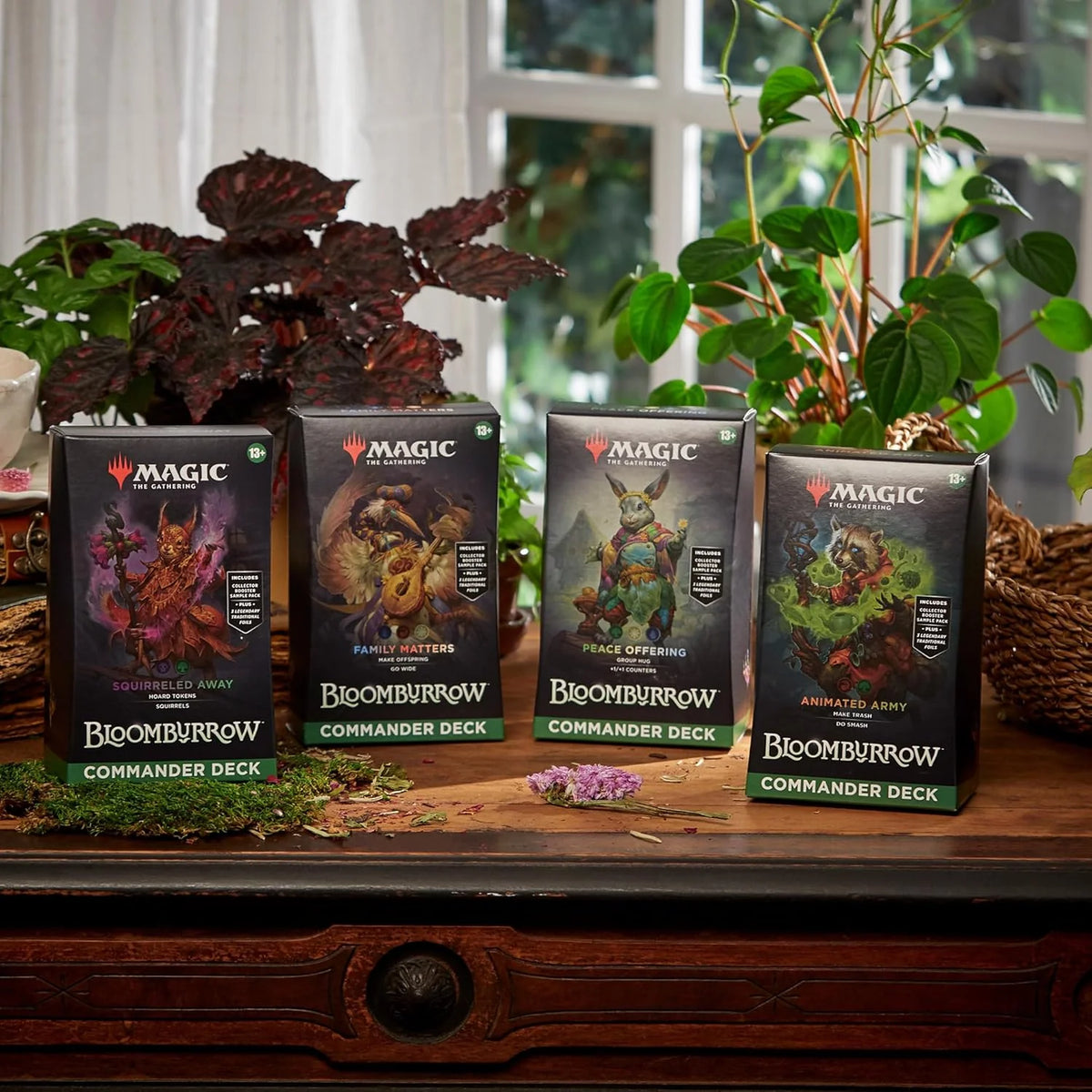 2025 Magic: The Gathering Bloomburrow Commander Deck Bundle – Includes All 4 Decks (Animated Army  Family Matters  Peace Offering  and Squirreled Away)