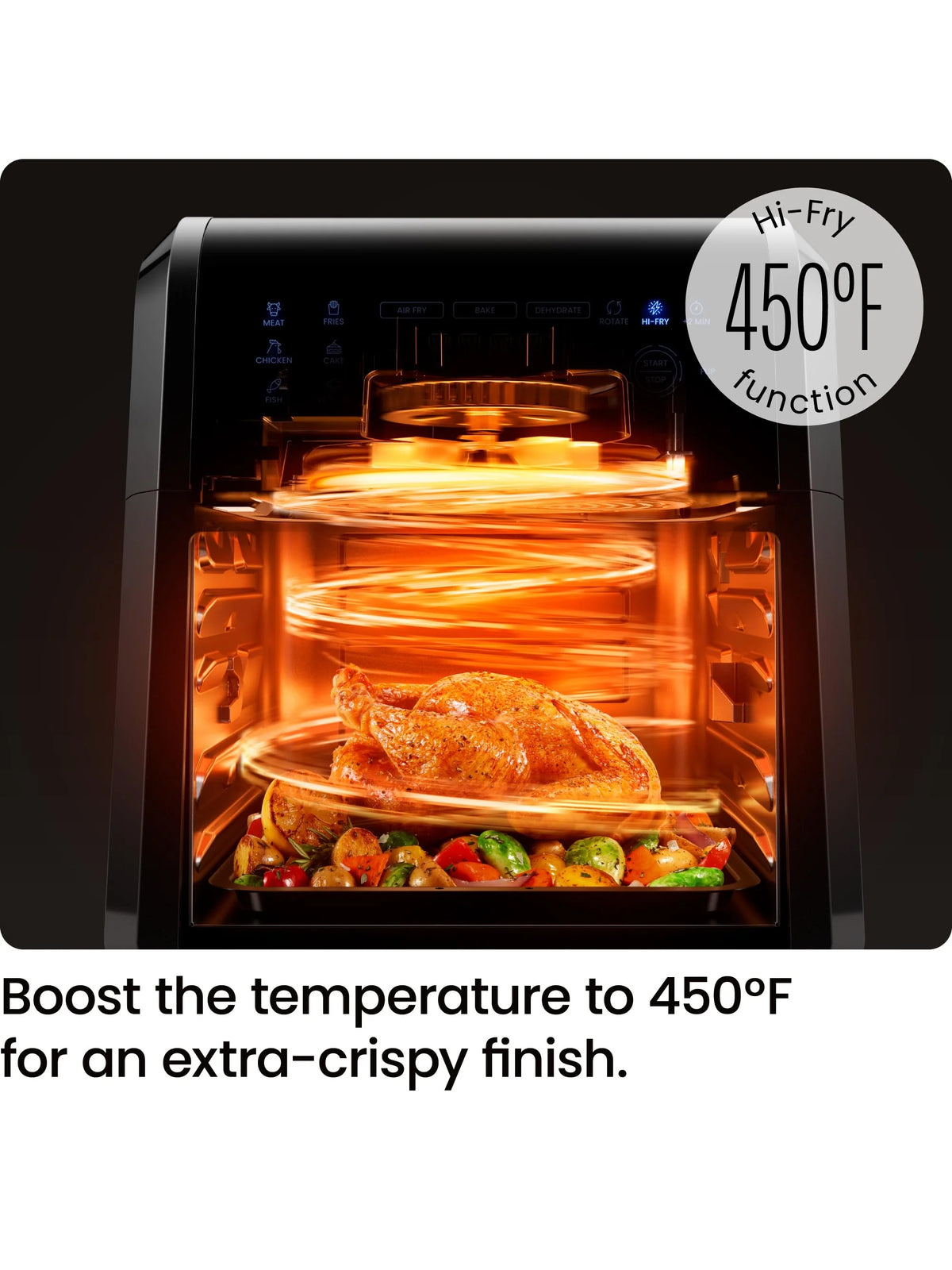 CHEFMAN Multifunctional Digital Air Fryer+ Rotisserie, Dehydrator, Convection Oven, 17 Touch Screen Presets Fry, Roast, Dehydrate, Bake, XL 10L Family Size, Auto Shutoff, Large Easy-View Window, Black