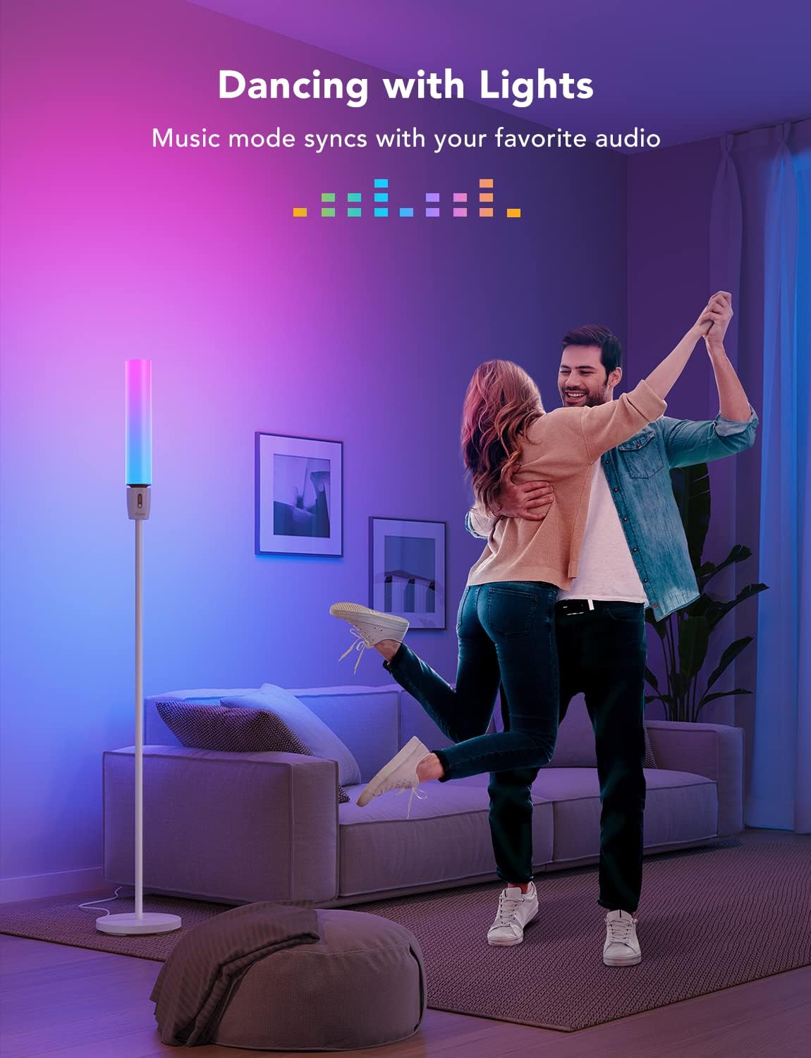 Govee RGBIC Cylinder Floor Lamp, LED Corner Floor Lamp with Wi-Fi App Control, Smart Lamp with 64+ Scenes, DIY Mode, Music Sync, 1500 Lumens Modern Lamp for Bedroom, Living Room